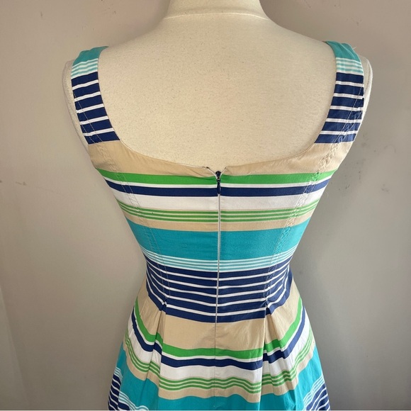 NINE & CO. Striped Cotton Fit & Flare Dress with Pockets, Size 6 - Picture 5 of 9